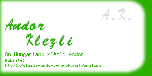 andor klezli business card
